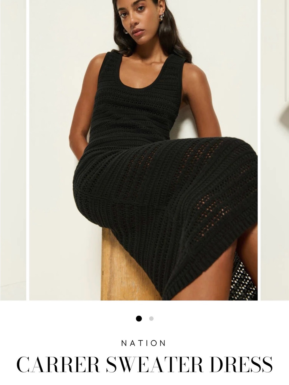 Nation LTD Black Sleeveless Midi Sweater Dress